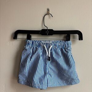Nautical Swim Trunks Blue White Stripe Drawstring Shorts 2T Summer Resortwear